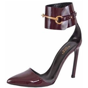 COPY - Gucci Vernice Crystal Classic Burgundy Ursula Horsebit Pumps
